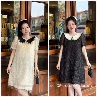 [Hàng tại shop]: Váy Suông Ren 2 Lớp Cổ Viền Đá Kèm Tag Miu Miu dành cho chị em diện đi chơi, đi làm