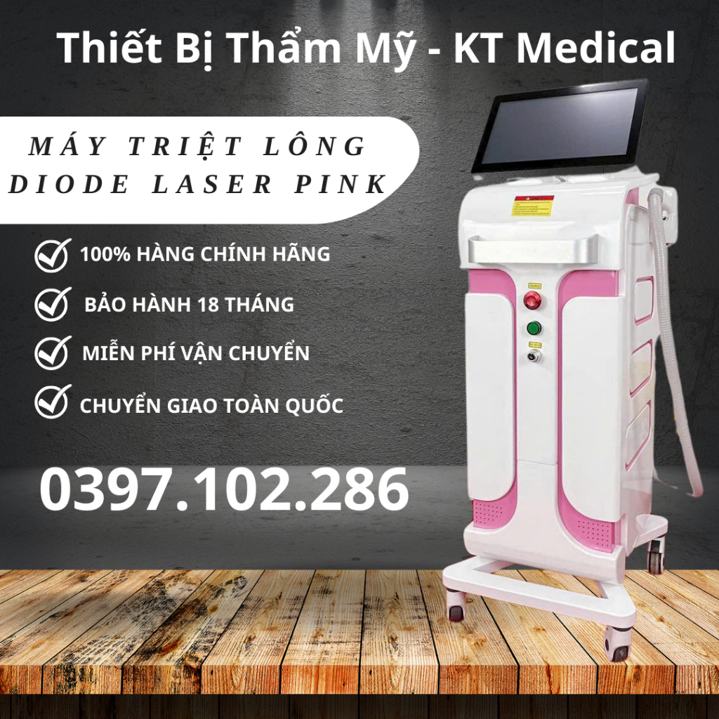 [Bảo Hành 18 tháng] MÁY TRIỆT LÔNG DIODE LASER PINK | TRIỆT LÔNG DIODE LASER PINK DÙNG TRONG SPA