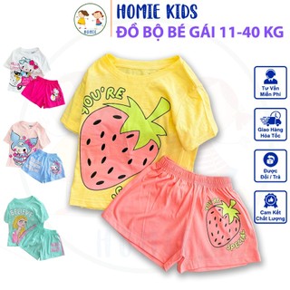 Set đồ bé gái size đại 11-40 kg bộ quần áo trẻ em thun cotton cộc tay mặc mát in hoạt hình xinh Homie Kids