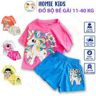 Bộ cộc tay bé gái size đại 11-40 kg set quần áo trẻ em chất thun cotton mềm in hình cá tính đẹp Homie Kids