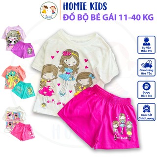 Quần áo bé gái size đại 11-40 kg set đồ bộ trẻ em vải thun cotton in hoạt hình công chúa kuromi pony elsa Homie Kids