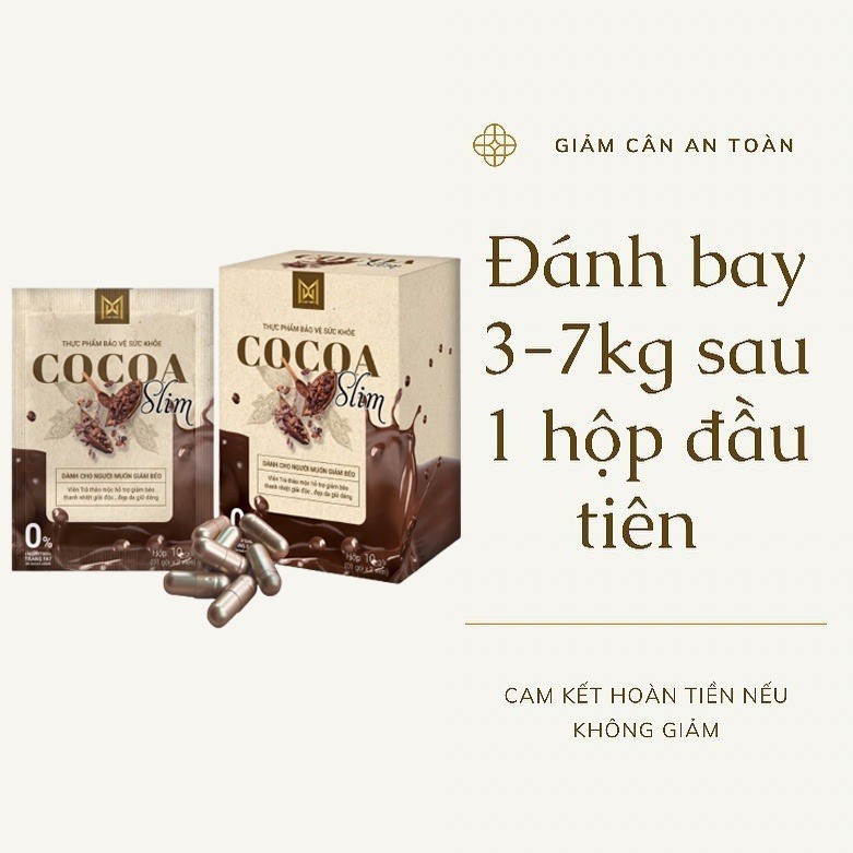 Giảm cân Cocoa Slim chính hãng Cacao giảm cân cấp tốc nhanh an toàn hộp 30 viên