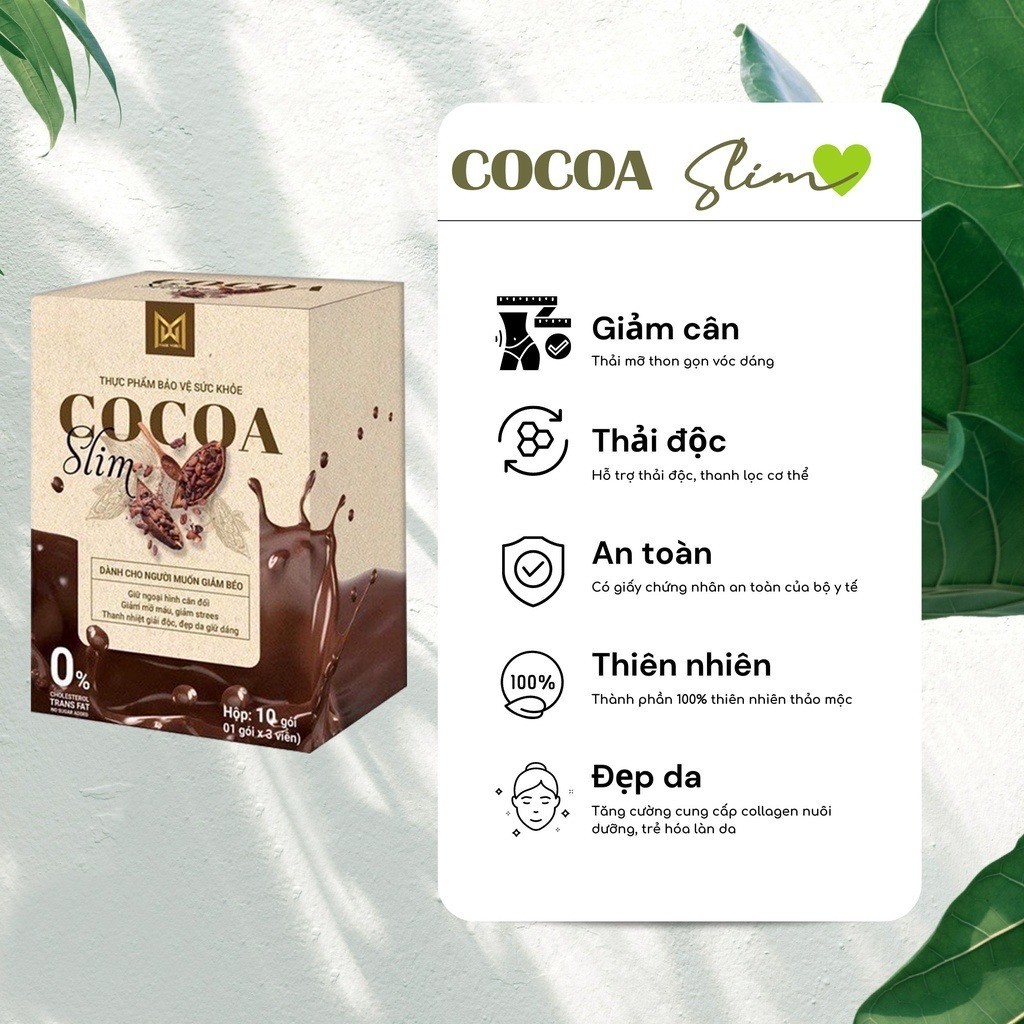 Giảm cân Cocoa Slim chính hãng Cacao giảm cân cấp tốc nhanh an toàn hộp 30 viên