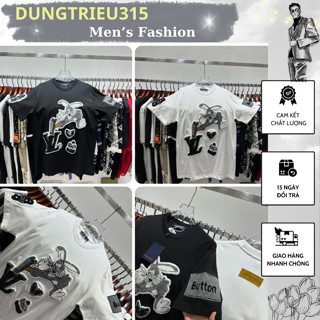 [SIÊU SALE] Áo Thun Nam Thêu Chữ LV Hình Siêu Hot - Áo Phông LV Nam Dập Hoạ Tiết Hoa Cao Cấp