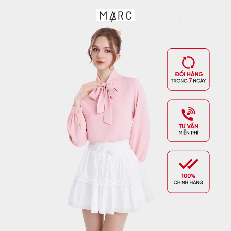 Áo kiểu sơ mi nữ MARC FASHION tay dài thắt nơ CBMX019822