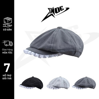 (Có sẵn) AOE STUDIO - Mũ nồi Y2K chất nón kaki sọc phối ren phong cách cá tính dành cho nữ