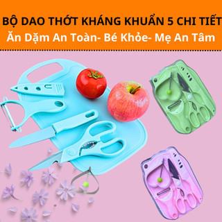 BỘ Dao Thớt Kháng Khuẩn Misan - Bộ Dao Thớt Chế Biến Đồ Ăn Cho Bé Ăn Dặm 5 Chi Tiết