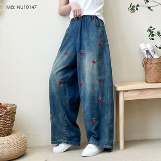 Quần baggy denim lưng thun kamaka thêu quả cherry - nu10147