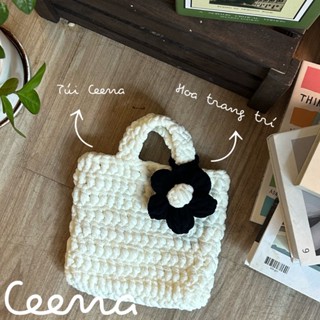 Ceena - Túi xách tay handmade chất liệu len nhung đũa xinh xắn đáng yêu cho nữ