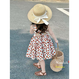 Đầm xòe hoa nhí hở lưng cho bé gái 8-25kg siêu đẹp , đầm váy bé gái, váy hè 2 dây cho bé gái chất đũi xốp siêu mát