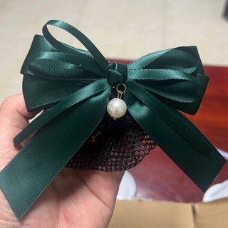 Kẹp búi tóc handmade xanh có nơ dài K98