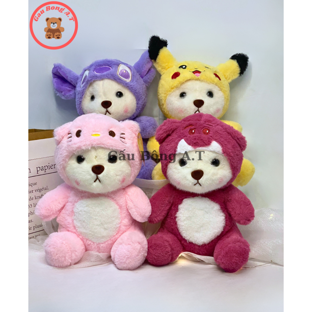 Gấu Bông Lena Chính Hãng Cao Cấp.Thú Nhồi Bông Lena Cosplay Mèo Hồng, Pikachu, Stich, Gấu dâu