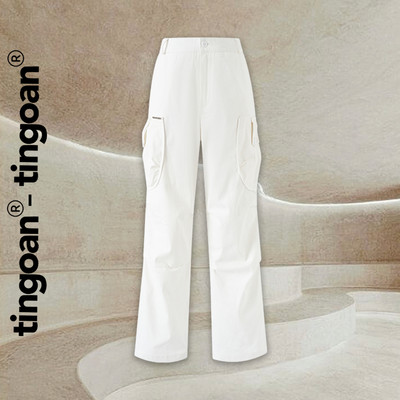 TINGOAN® - Quần dài kaki trắng túi hộp viền túi hai bên đai gấu YEY PANTS/WH