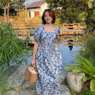 AOI - Đầm cổ vuông chiết eo dáng xoè - osu