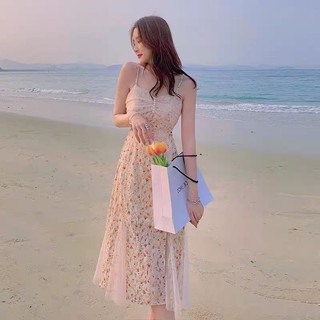 Đầm 2 dây voan thêu hoạ tiết phối kimsa phối lưới