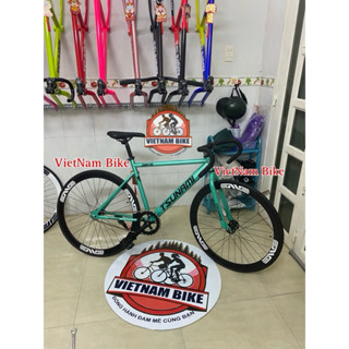 Xe đạp thể thao fixed gear & single speed tsunami xanh ngọc ( KÈM STRAP VÀ ĐỒ LẮP)