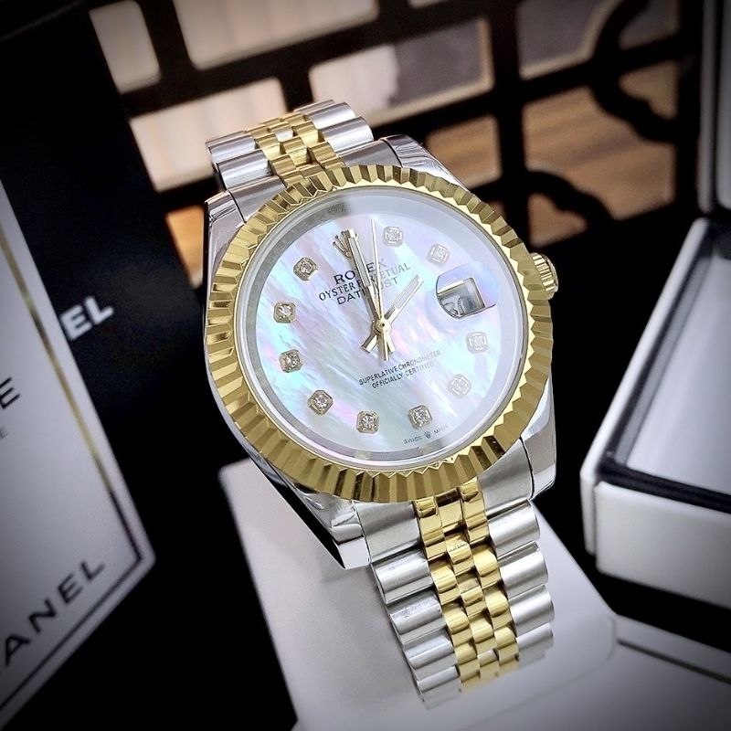 Đồng Hồ Nam ROLEX Datejust Demi Gold  Máy Cơ (Automatic) Dây Thép Không Gỉ Siz 41mm