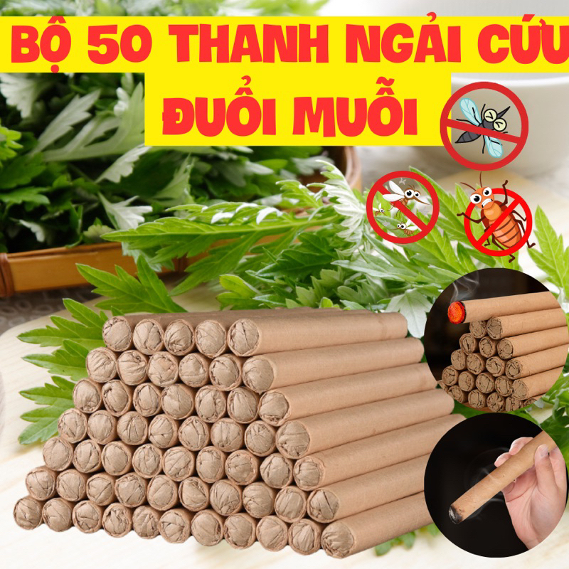 50 thanh ngải cứu đuổi muỗi cao cấp hiệu quả + tặng 1 đế cắm