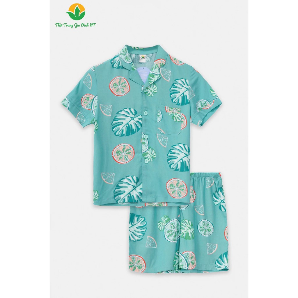 Bộ pijama lanh nam Việt Thắng quần đùi áo cộc tay , bộ đồ đi biển gia đình - B03.2412 (đồ cặp gia đình)