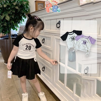 Áo Croptop Dây Rút Cộc Tay Raglan Hình In CHAMPION BabyBoo - PiBo-CRCT01