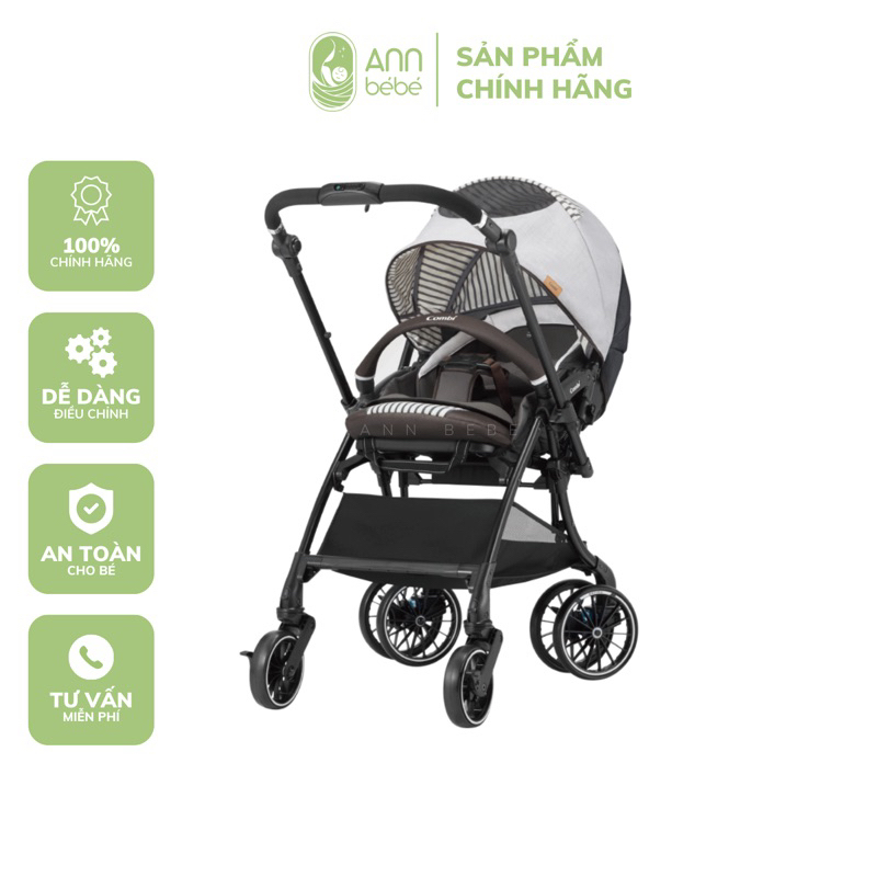[CHÍNH HÃNG] Xe Đẩy COMBI SUGOCAL SWITCH PLUS - màu Trắng Nâu | ANNBEBE