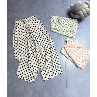 Quần xuông đũi chấm bi cạp chun