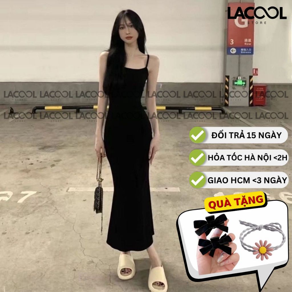 Đầm body nữ dáng dài, váy ôm body sexy nữ thiết kế 2 dây đuôi cá chất thun co giãn form ôm sát người 3 màu tôn dáng