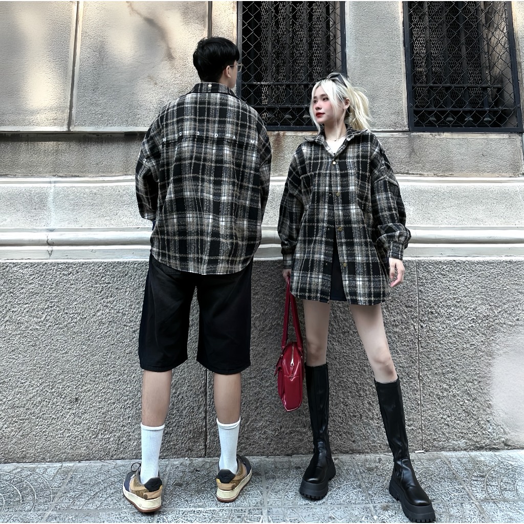 Áo Khoác Sơ Mi Flannel NQ30 Nỉ Dạ Có Nón Và Không Nón Tay Dài Form Rộng Nam Nữ Unisex | BigBuy360 - bigbuy360.vn