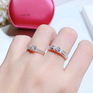  Nhẫn đôi bạc ta dày dặn sáng bóng Nhẫn cặp nam nữ bạc ta 
