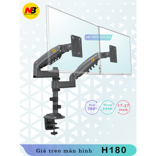 H180 - Giá treo 2 màn hình [17-27 inch]/ Giá đỡ 2 màn hình/ Phiên bản 2 tay của H100 [Cao cấp hơn M052 M074 F160]