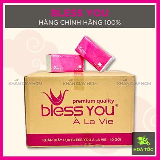 Thùng 40 gói - khăn giấy bless you, khăn giấy rút lụa 250 tờ / 2 lớp - hàng chính hãng