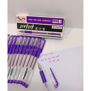 Hộp 12 cây bút mực gel mini (ngòi 0.5mm) mực xanh, đỏ, tím, đen