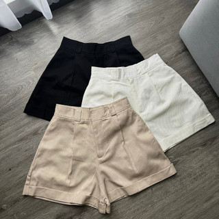 Quần short kaki nữ HHVINTAGE kiểu ống rộng vải kaki co giãn JPant A91