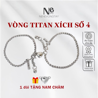 [CÓ SẴN] Vòng tay titan Xích số 4 Khắc tên-  1 đôi tặng nam châm hít (xích số 4) - vòng đôi - vòng cặp - kiềng đôi