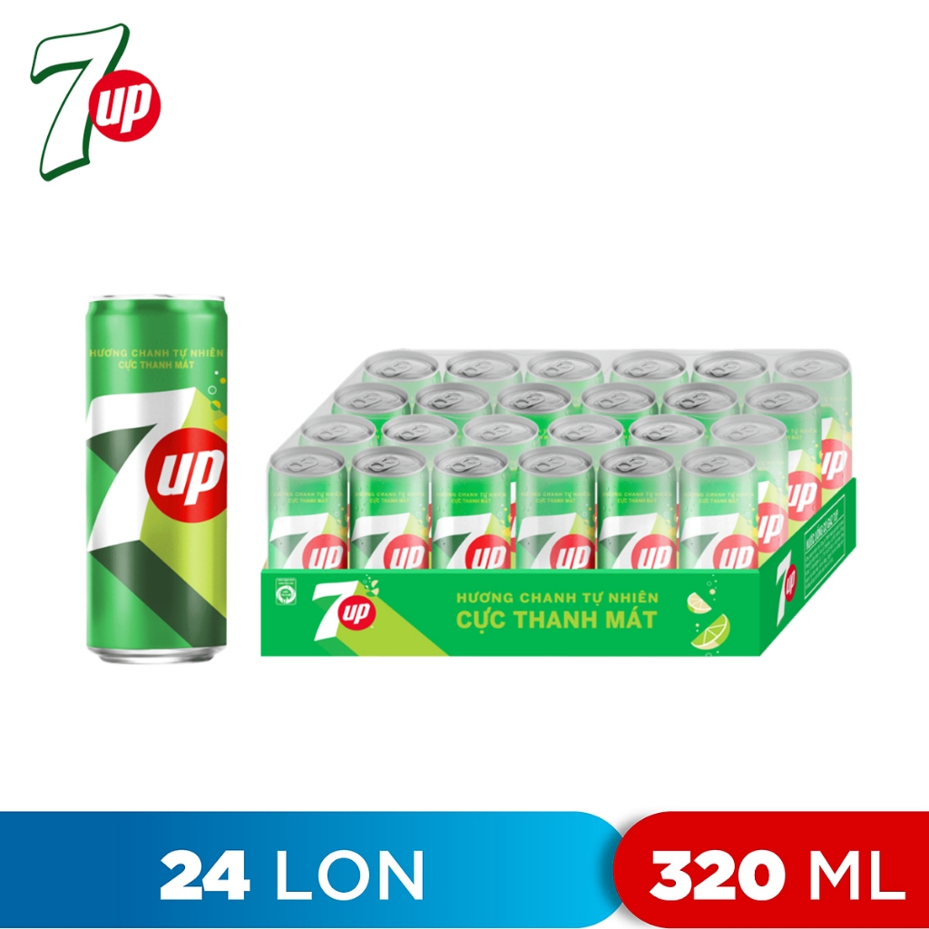 THÙNG 24 LON NƯỚC NGỌT HƯƠNG CHANH 7UP 320ML