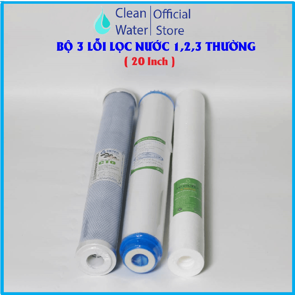 Lõi Lọc Đầu Nguồn 20 inch 1 2 3, bộ lõi lọc nước công nghiệp 20inch, bộ lõi lọc thô