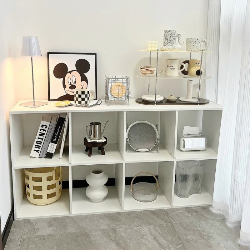 Kệ sách để sàn kệ tổ ong 8 ô đa tầng bằng gỗ kệ sách để cạnh bàn làm việc