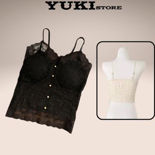 Áo bra ren 2 dây có mút ngực đính cúc dáng croptop cho nữ YUKI STORE 7171