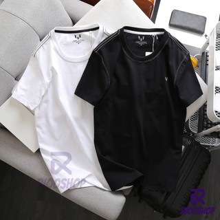 Áo phông nam cổ tròn ngắn tay cotton 100 cao cấp mới trơn phối viền Marc Jasson RTX075 - áo thun nam đẹp Riooshop