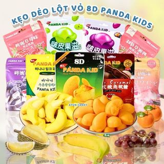  Kẹo Dẻo Trái Cây Lột Vỏ 8D Panda Kid (CHUỐI/XOÀI/SẦU RIÊNG/DƯA LƯỚI/ME), Kẹo dẻo sữa chua vị đào, dâu