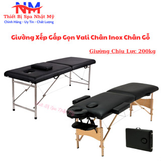Giường Vali Chân Inox, Chân Gỗ Gấp Gọn I Giường Spa, Phun Xăm, Nối Mi, Massage Body Siêu Chắc Chắn
