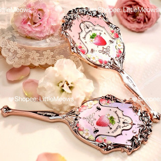   Có sẵn  Gương trang điểm cầm tay Flower Knows Strawberry - Gương Hoa biết Trang Điểm Trái Dâu xinh xắn dễ thương 