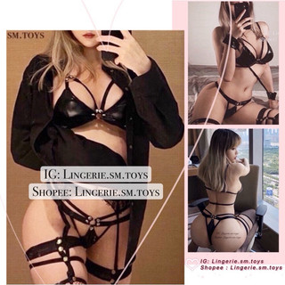 Set bikini 2 mảnh da kèm dây tay 3210 | cosplay sexy