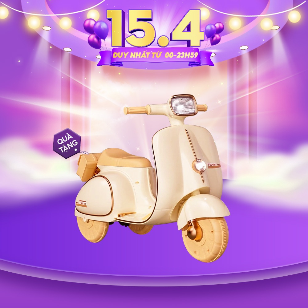 [Quà Tặng Không Bán] Xe máy điện, xe Vespa cho bé
