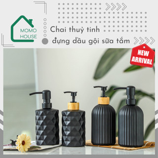  Chai Đựng Dầu Gội Sữa Tắm Vỏ Thuỷ Tinh Chịu Lực Cao Cấp MOMOHOUSE Lọ Đựng Nước Rửa Tay Phòng Tắm Khách Sạn Homestay 