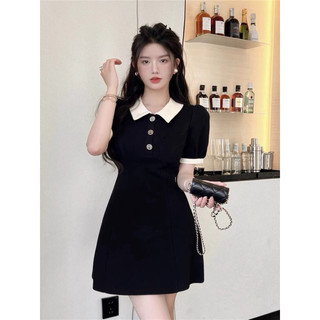 Váy ngắn tay tiểu thư tặng kèm nơ cài. Chất vải tuyết mưa hai lớp có ép mùng cao cấp ( Nữ ) l1