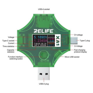 Thiết bị đo dòng, điện áp usb tester relife xa1 -c cổng usb,type c