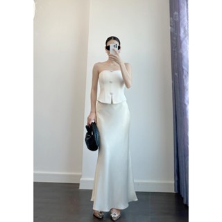 là hoa - Chân Váy Lụa Dáng Đuôi Cá - 4 Màu - Kem Nhạt, Xanh, Đen, Nâu Đồng