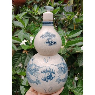 Hồ lô men rạn 1,5lit cảnh rồng chầu