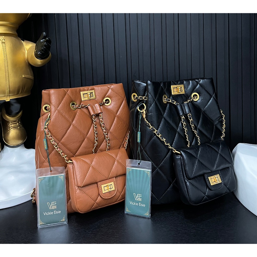 Balo VK chất da dày dặn Size :25,5cm*13cm*29cm set 2 món
